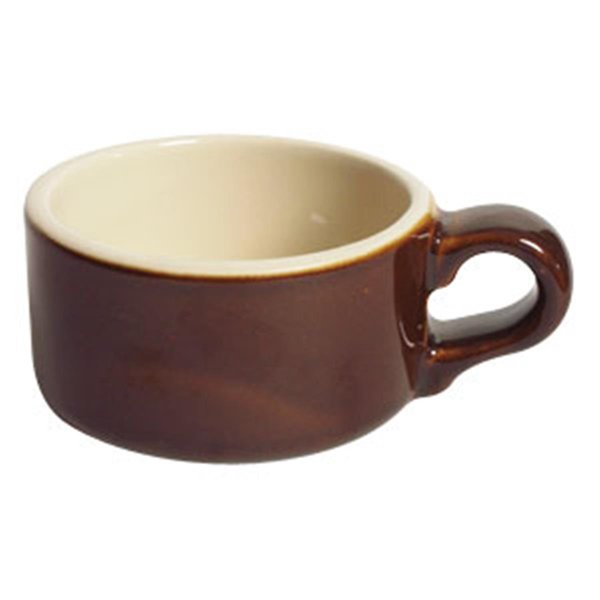 Tuxton China Soup Mug with Handle - Caramel-Eggshell - 2 Dozen B1M-1204